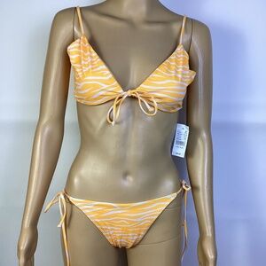PacSun  LA Hearts Orange Zebra Print Bikini Set L